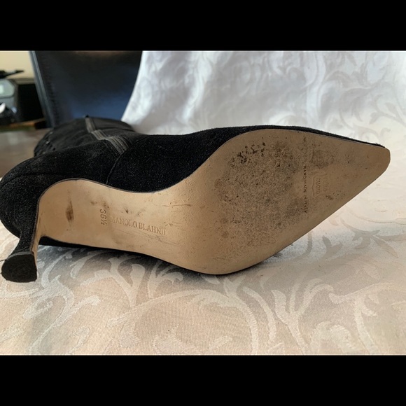 Manolo Blahnik Vitello Nero Suede Boots - Picture 4 of 7
